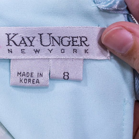 Y2K Vintage 8 Silk Dress Ombre Tie Dye Printed Strapless Long Maxi Formal Blue - Picture 9 of 12